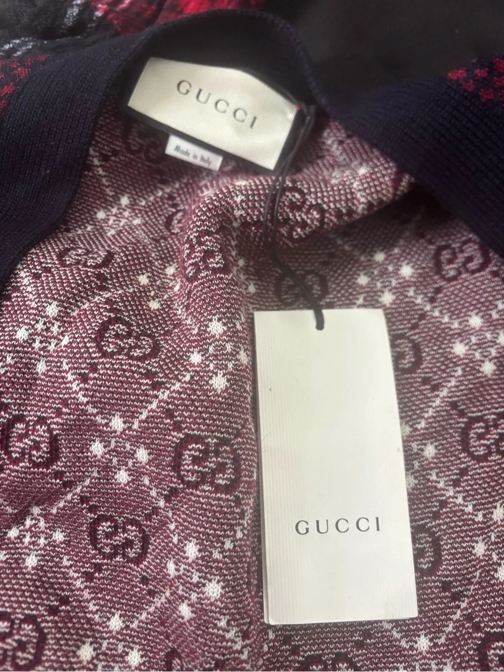 Gucci Men's Diamond Argyle (Navy) GG Cardigan